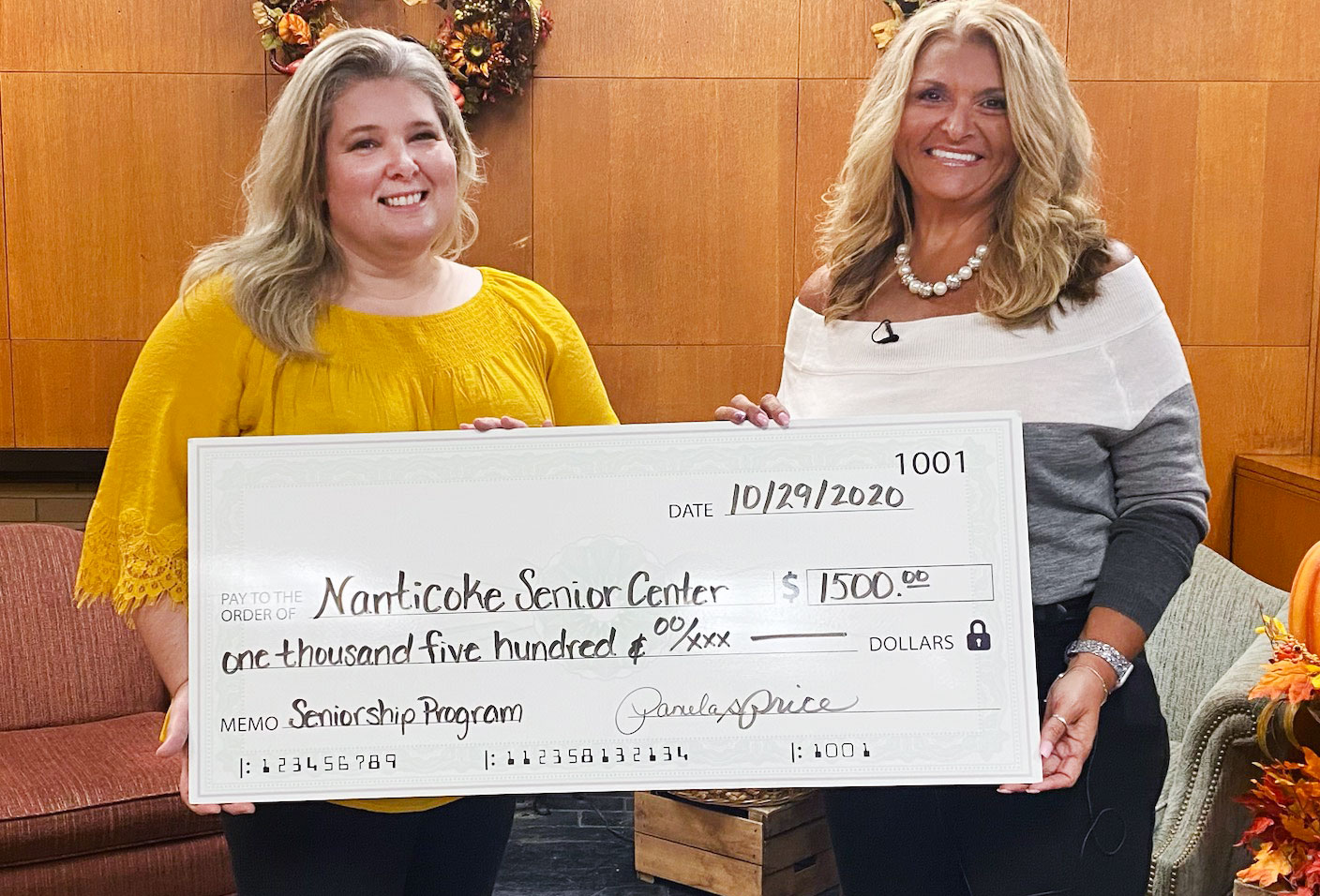 pam price community foundation -pampricecf.org donation check for scholarship